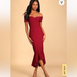Lulus Wine Red Off-the-Shoulder Dress